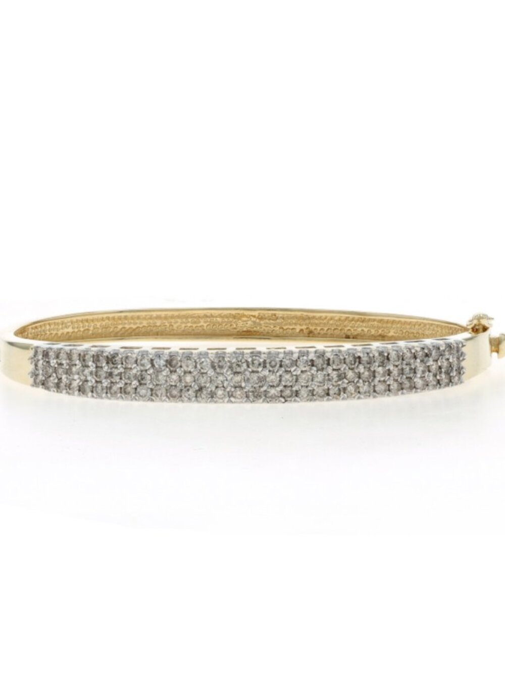 Yellow Gold Diamond Bangle Bracelet 6 3/4" - 14k Round Brilliant 2.25ctw